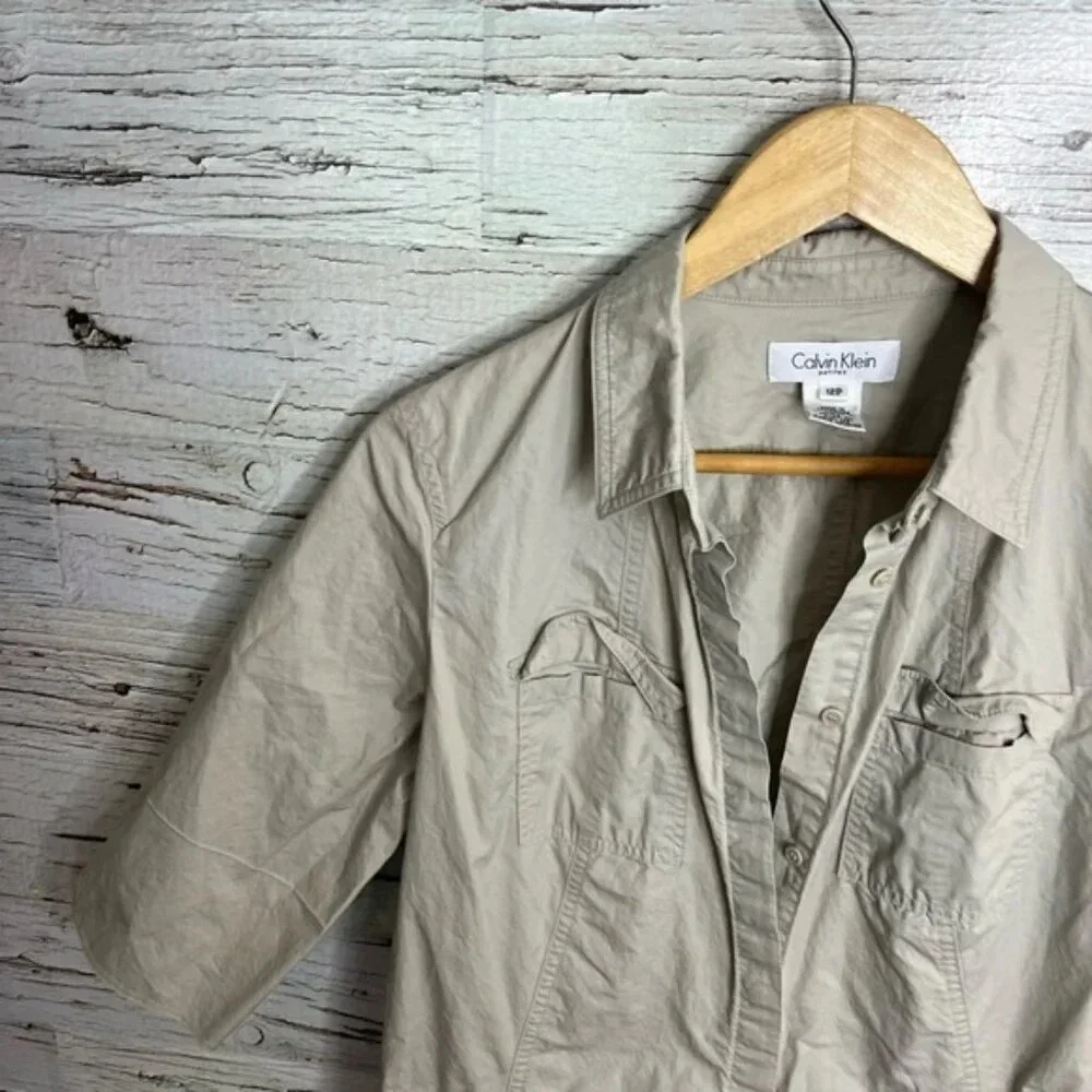 Calvin Klein khaki dress short  sleeve size 12 petite - Picture 3 of 8